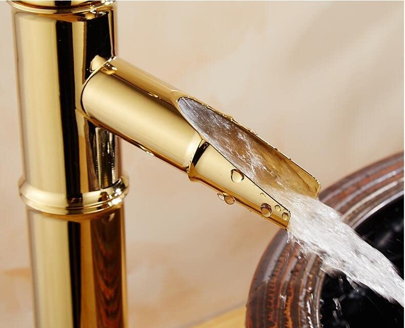 RITZYA Bamboo Waterfall Extended Body Hot & Cold Basin Mixer Tap