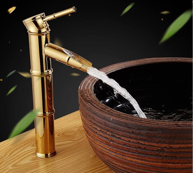 RITZYA Bamboo Waterfall Extended Body Hot & Cold Basin Mixer Tap