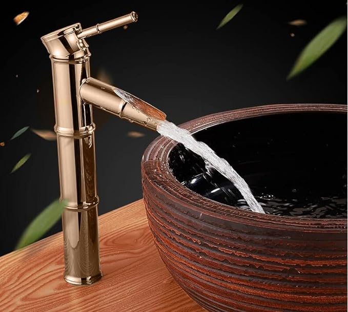 RITZYA Bamboo Waterfall Extended Body Hot & Cold Basin Mixer Tap