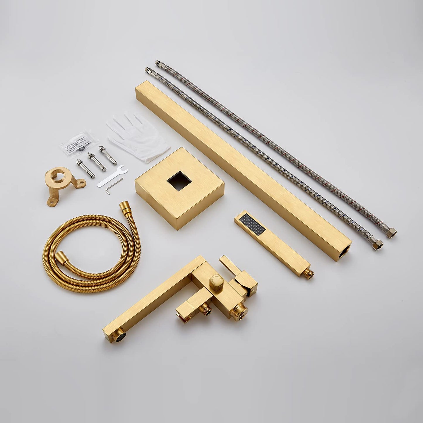 RITZYA Square Free Standing Floor Mounted Basin Mixer Tap with Hand Shower