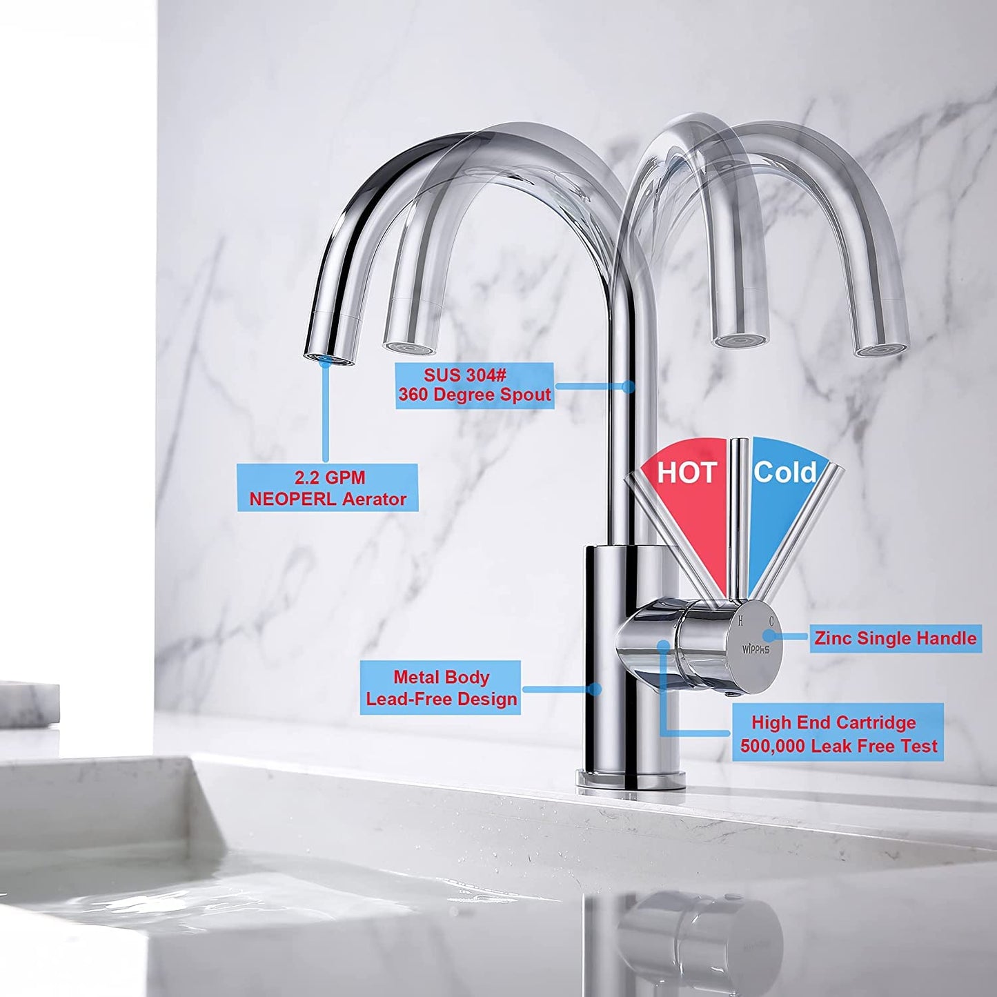 RITZYA Table Mounted Kitchen Sink Mixer with Connecting Hoses