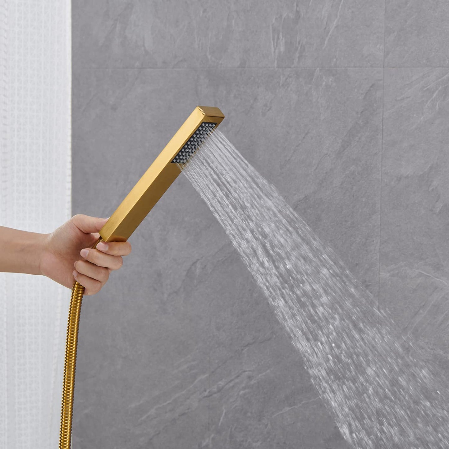 RITZYA Square Free Standing Floor Mounted Basin Mixer Tap with Hand Shower