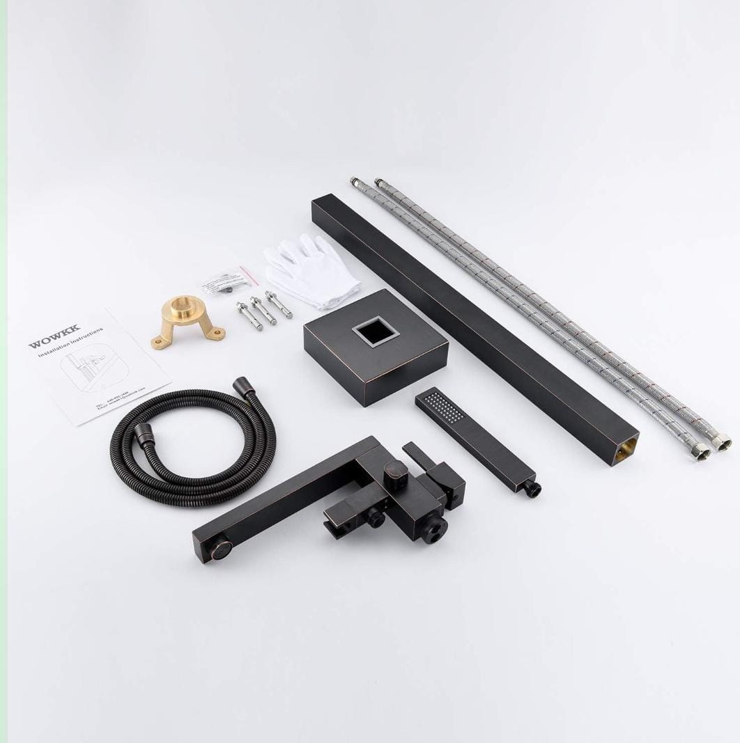 RITZYA Square Free Standing Floor Mounted Basin Mixer Tap with Hand Shower
