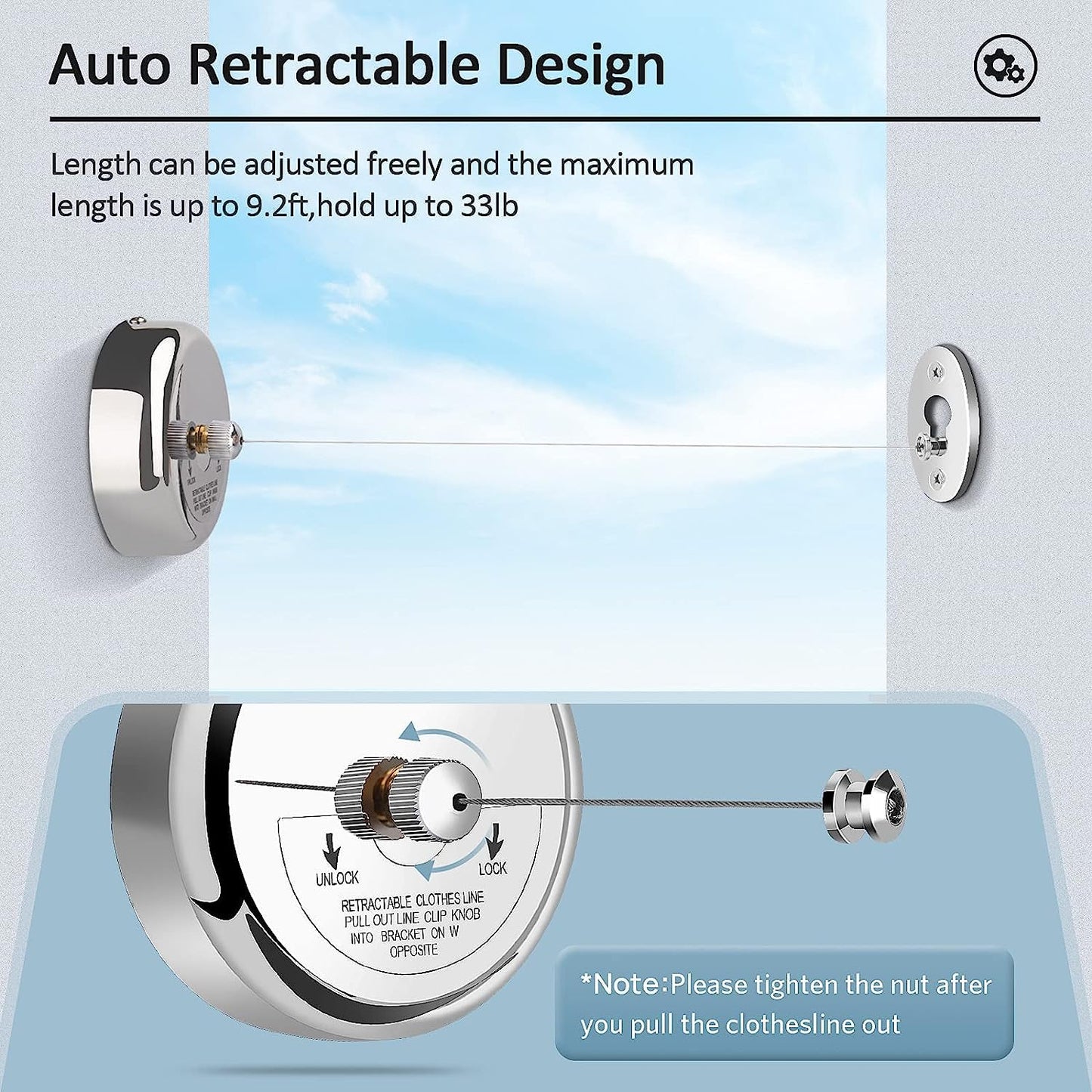 Wall Mounted Retractable Clothesline